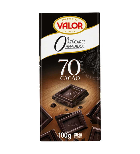 Valor Dunkle Schokolade mit 70% Kakaoanteil (Ohne Zuckerzusatz)